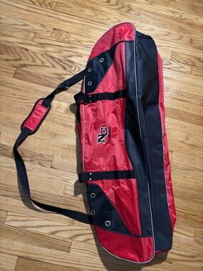 Lacrosse equipment duffle bag 42’ excellent condition RED & black NC LOGO